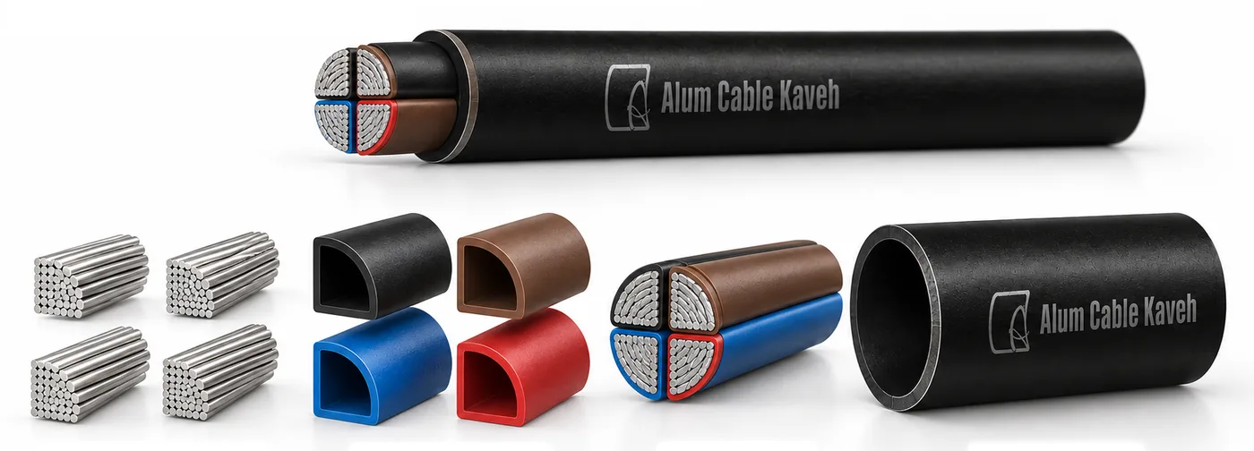 Kablo katmanlarının üç boyutlu modeli: NA2XY 3 × 50